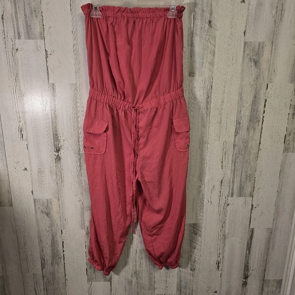 Thread Story Pink Lightweight Strapless Jumpsuit Womens Size Large